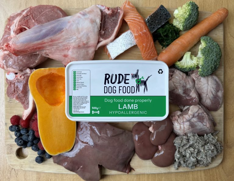 Complete lamb raw dog food meal